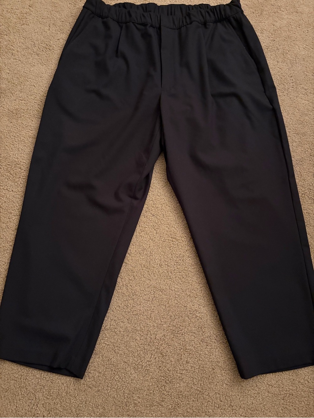 Men's Black Elastic-Waist Dress Trousers